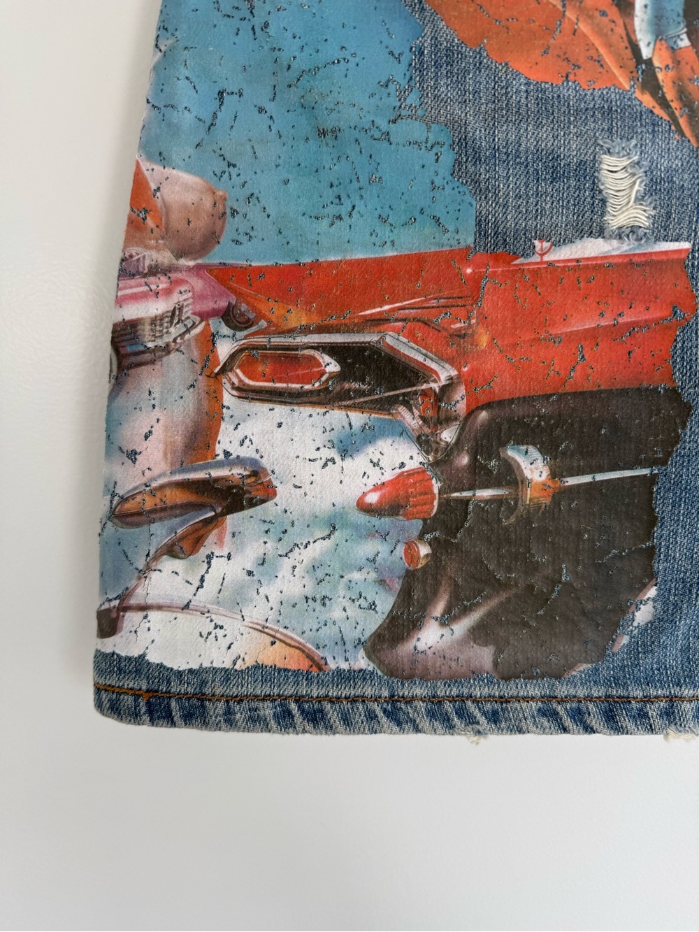 Dolce & Gabbana Blue Denim Graphic Patchwork Mini Skirt - Picture 4 of 8